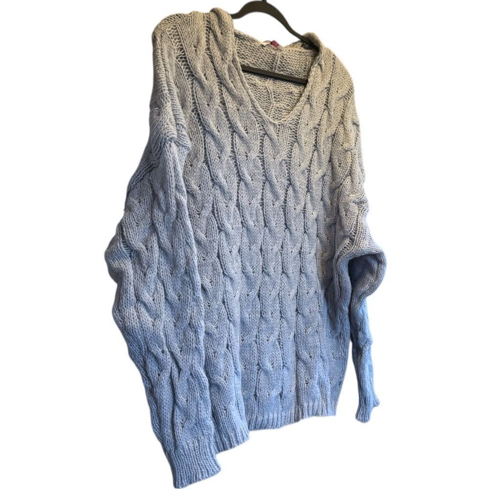 Gray Cable-Knit Hooded Sweater NWT - Woven Right - Picture 10 of 15